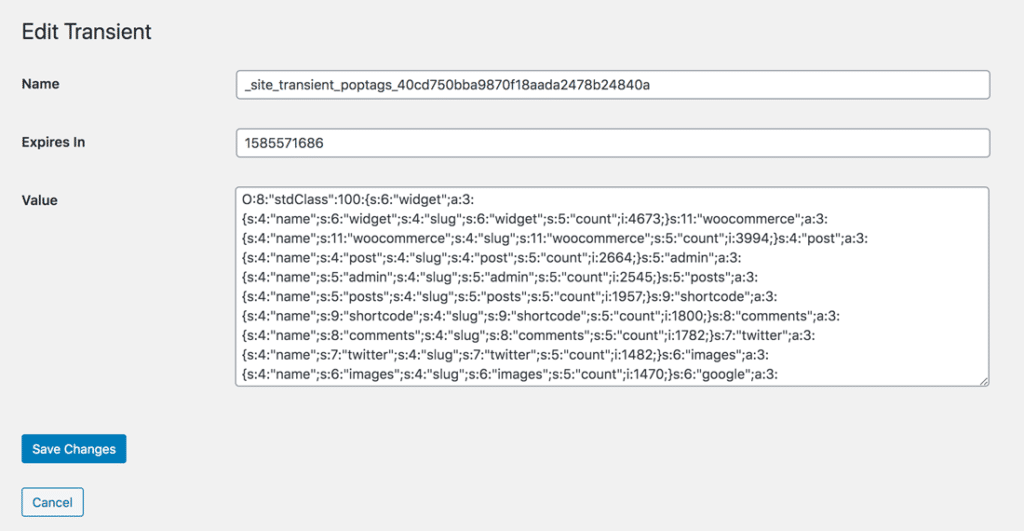 Modifica un transient con il plugin Transient Manager per WordPress