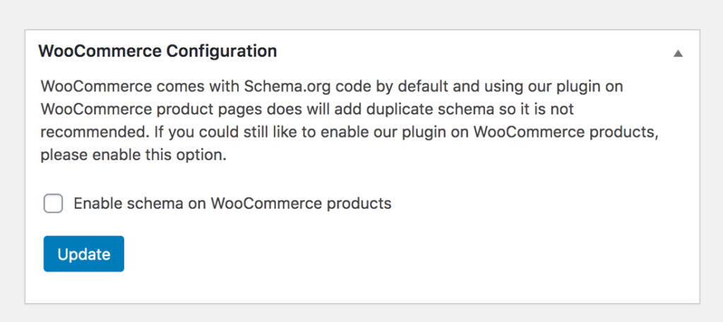 configurazione woocommerce per aggiunta di schema markup